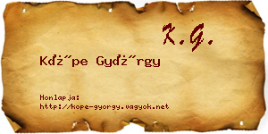 Köpe György névjegykártya