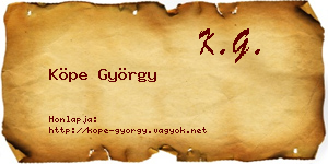 Köpe György névjegykártya